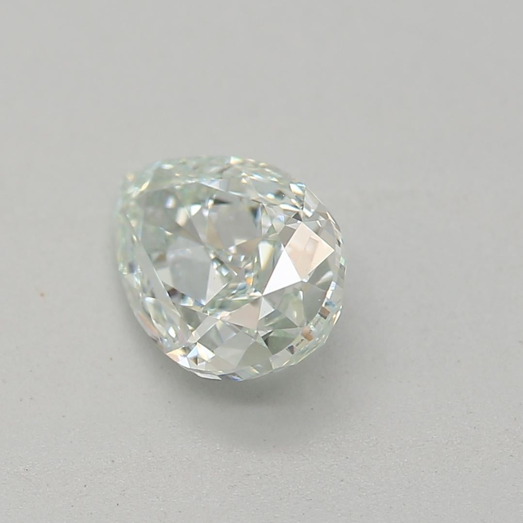 Taglio a goccia Diamante certificato GIA da 0,66 carati, di colore verde chiaro e chiarezza VVS2 in vendita