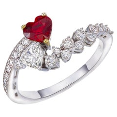 GIA-zertifizierter 0,66 Karat Rubin burmesischer Ring mit unbehandeltem Taubenblut- und Diamanten
