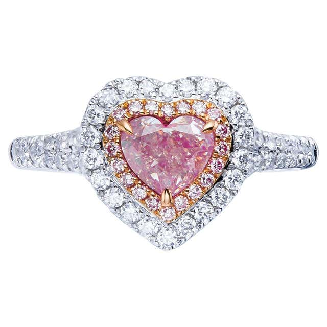GIA Certified, 0.50ct Natural Light Pink Heart Shape Diamond Solitaire ...