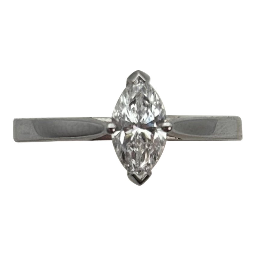 GIA Certified 0.67 Carat E VS2 Marquise Diamond Engagement Ring in Platinum For Sale