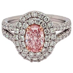 GIA Certified 0.67 Carat Fancy Intense Pink Diamond Ring