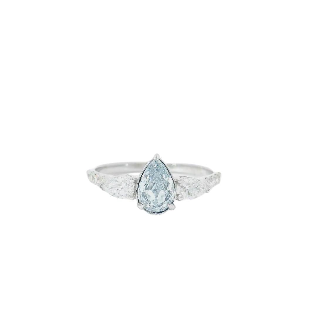 Anello con diamante certificato GIA da 0,67 carati di colore blu molto chiaro (indeterminato) con purezza SI1 in vendita 3