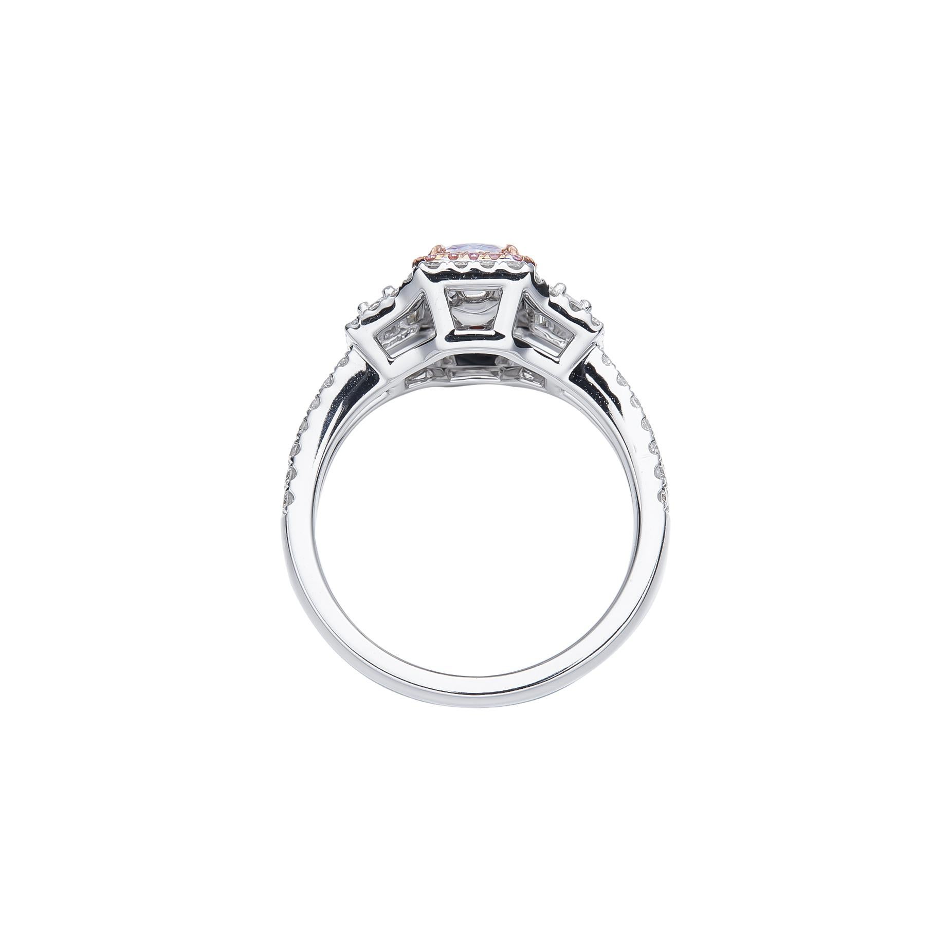 Contemporary GIA Certified, 0.67ct Light Pinkish Brown Natural Cushion Cut Diamond Solitaire. For Sale