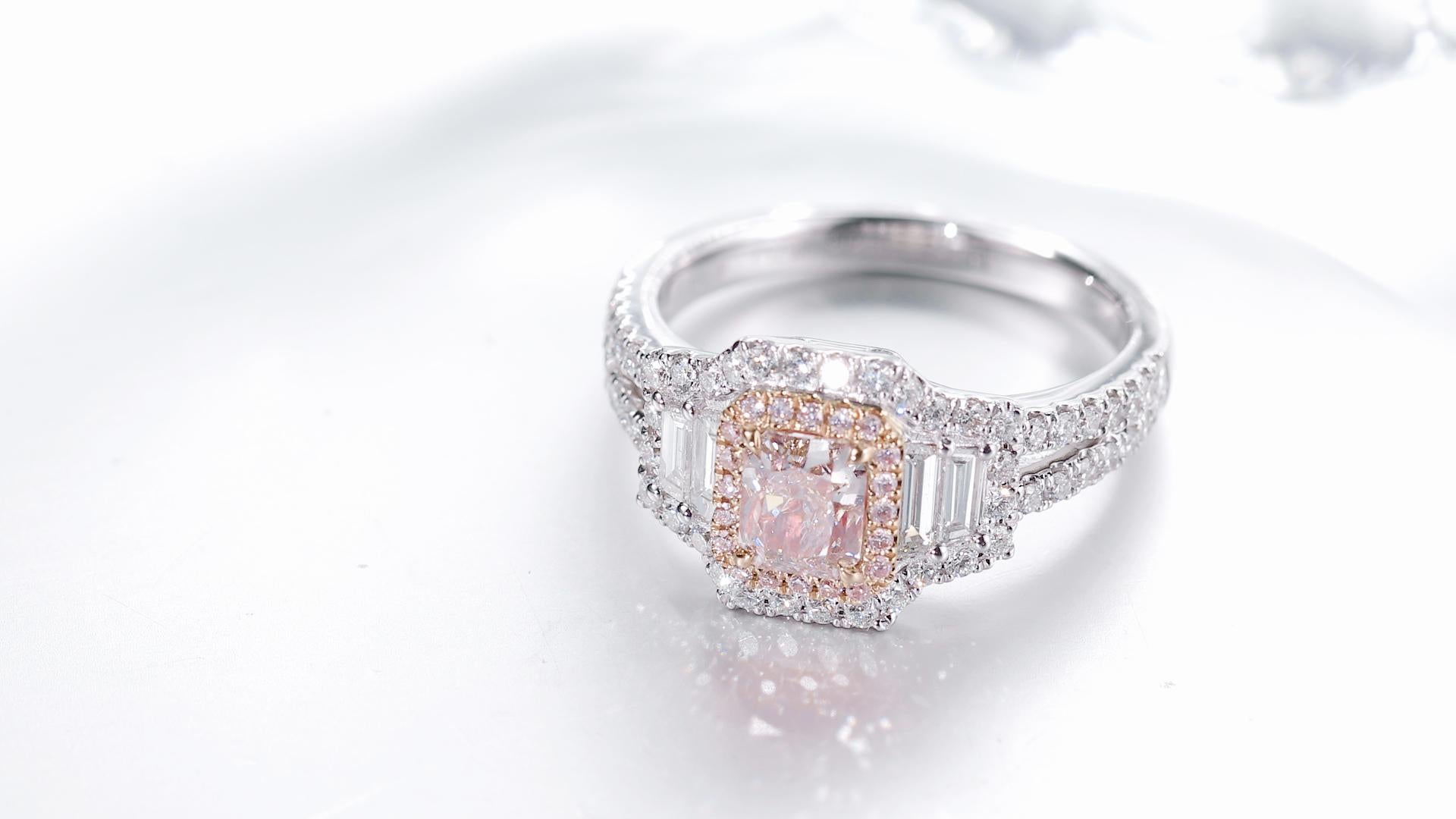 GIA Certified, 0.67ct Light Pinkish Brown Natural Cushion Cut Diamond Solitaire. In New Condition For Sale In Hong Kong, HK