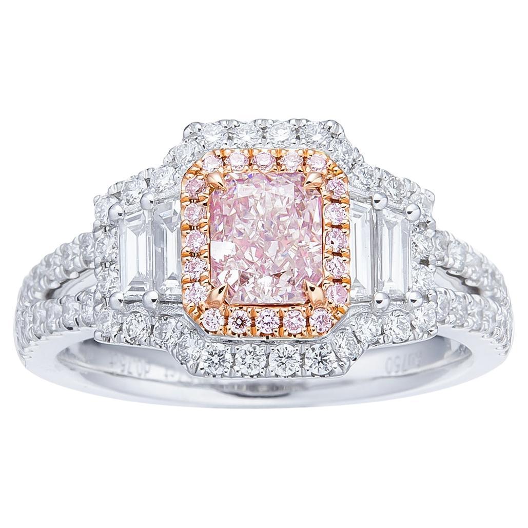 GIA Certified, 0.67ct Light Pinkish Brown Natural Cushion Cut Diamond Solitaire.
