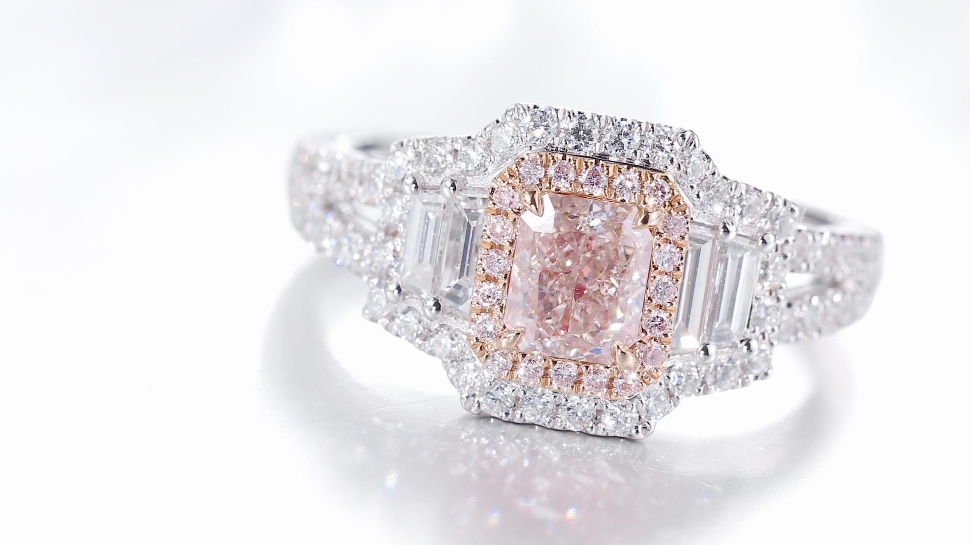 GIA Certified, 0.67ct Light Pinkish Brown Natural Color Diamond Ring For Women For Sale 1