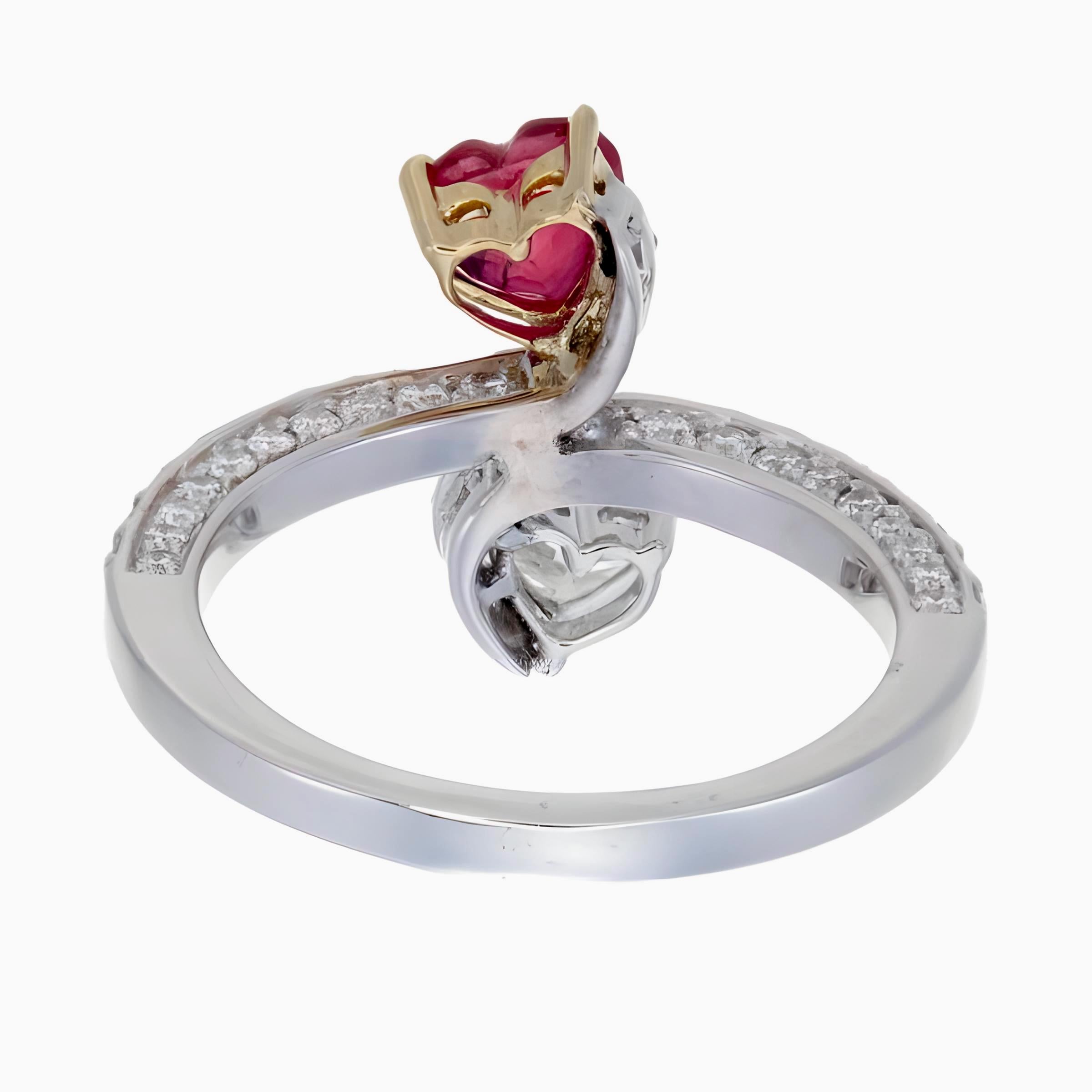 GIA Certified 0.68 Carat Burma No Heat Red Ruby Ring in 18 Karat White Gold In New Condition In Bangkok, TH