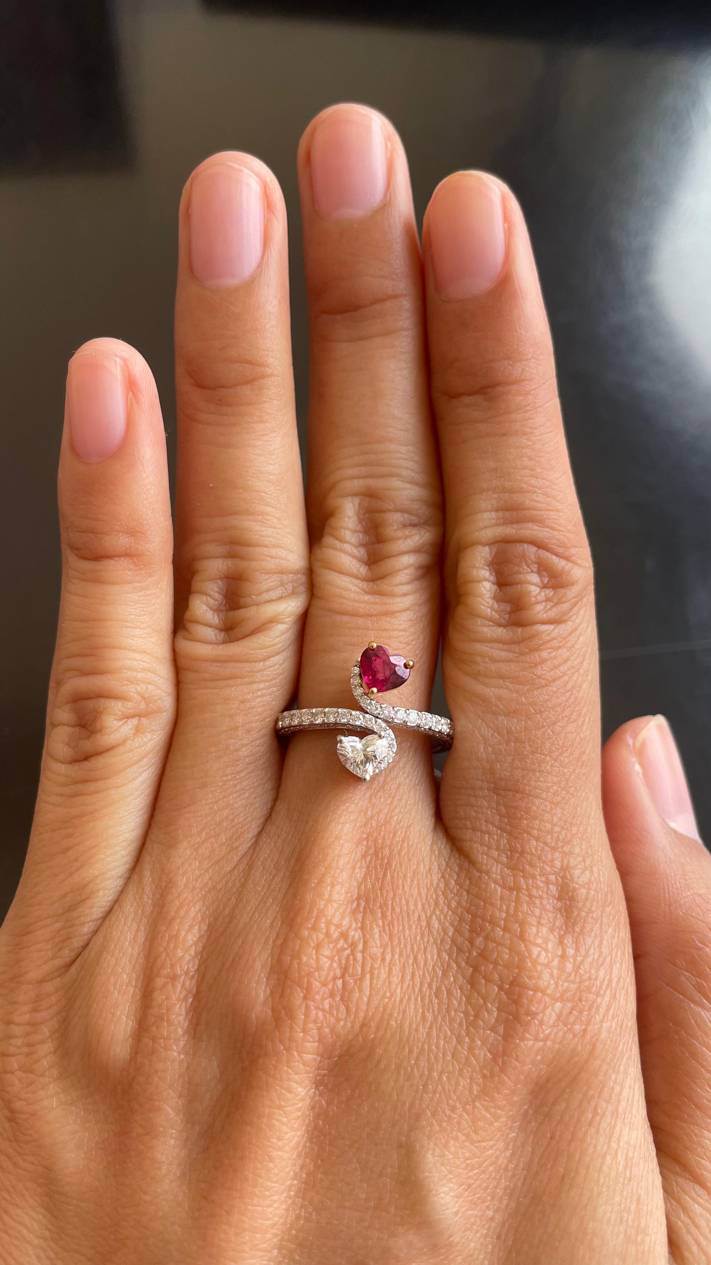 GIA Certified 0.68 Carat Burma No Heat Red Ruby Ring in 18 Karat White Gold 1