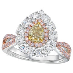 GIA Certified 0.69 Carat Fancy Grayish Greenish Yellow Diamond Ring