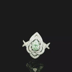 GIA Certified 0.69 Carat Light Green (Undetermined) VS1 Clarity Diamond Ring