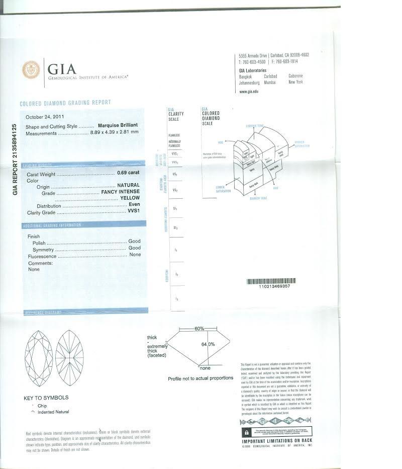 GIA-zertifizierter 0,69 Karat intensiv gelber Diamant-Cocktailring mit Marquise-Schliff im Angebot 1
