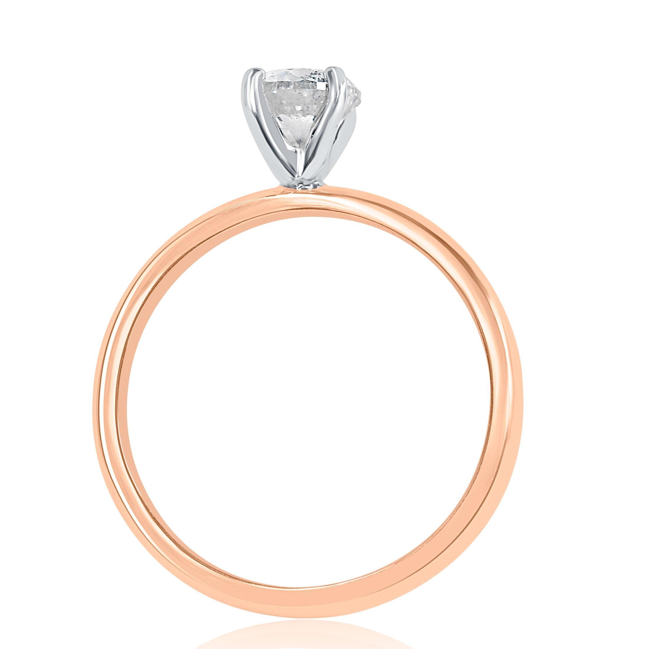 Modern GIA Certified 0.69 Carat Round Diamond Solitaire Engagement Ring 14K Rose Gold For Sale