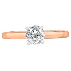 GIA Certified 0.69 Carat Round Diamond Solitaire Engagement Ring 14K Rose Gold