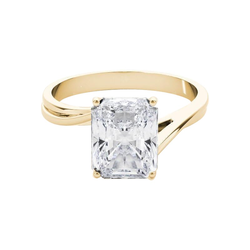 GIA Certified 0.7 Carat Basket Set Radiant Curved Band Diamond Ring in vendita