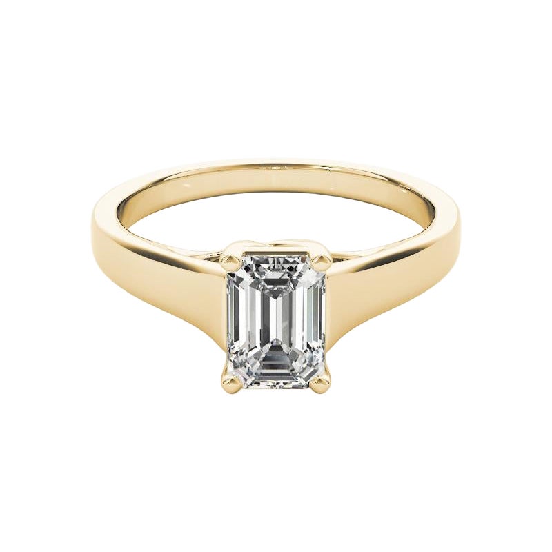 GIA Certified 0.7 Carat Entwined Prong Cathedral Emerald Diamond Ring
