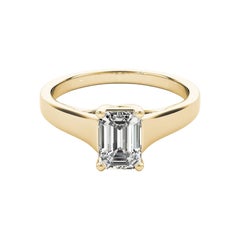 GIA Certified 0.7 Carat Entwined Prong Cathedral Emerald Diamond Ring