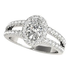 GIA Certified 0.7 Carat Halo Oval Filigree Split Shank Platinum Diamond Ring