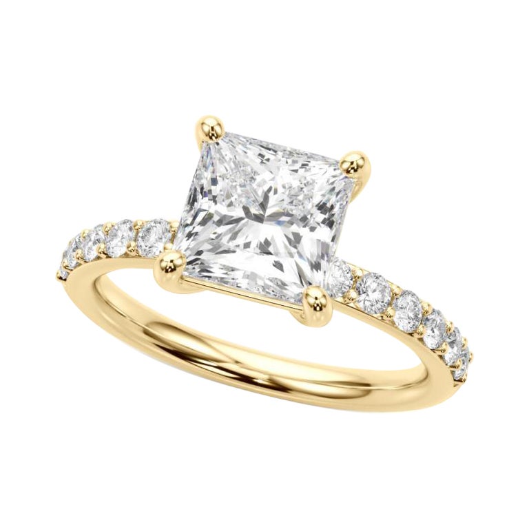 GIA-zertifiziert 0,7 Karat Prinzessin & Classic Channel Band Diamantring