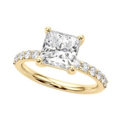 GIA-zertifiziert 0,7 Karat Prinzessin & Classic Channel Band Diamantring