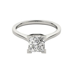 Anello con diamante solitario contemporaneo Princess da 0.7 carati certificato GIA