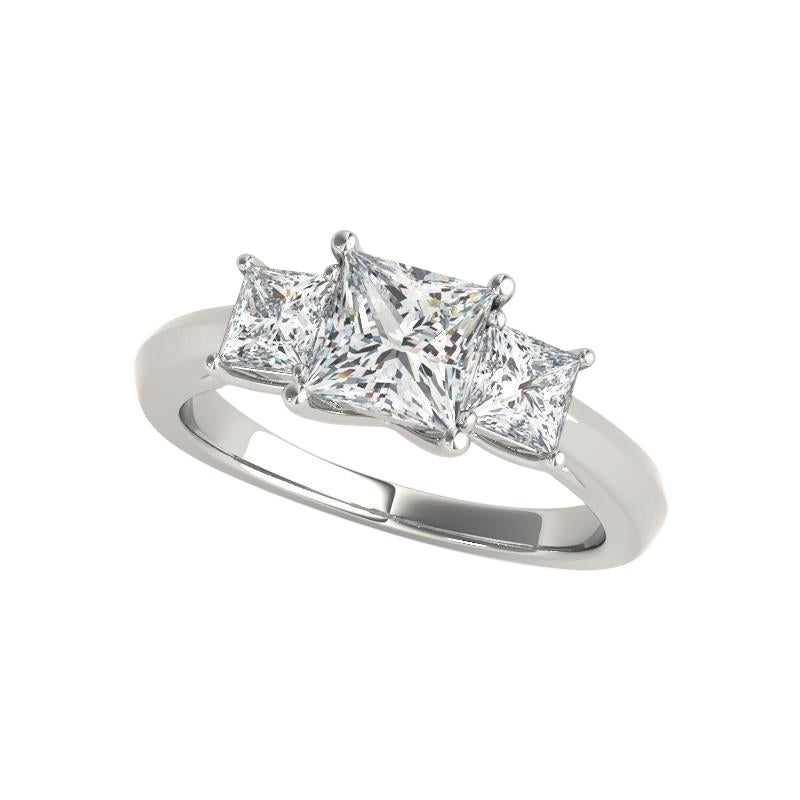GIA-zertifiziert 0,7 Karat Prinzessinnenschliff Drei-Stein-Klassiker Platin Diamantring
