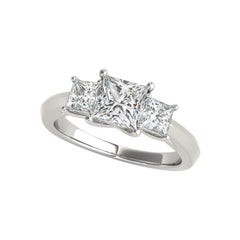 GIA-zertifiziert 0,7 Karat Prinzessinnenschliff Drei-Stein-Klassiker Platin Diamantring