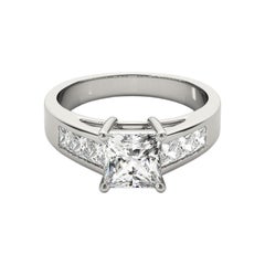 GIA Certified 0.7 Carat Princess Multi-Stone Cathedral Diamond Ring