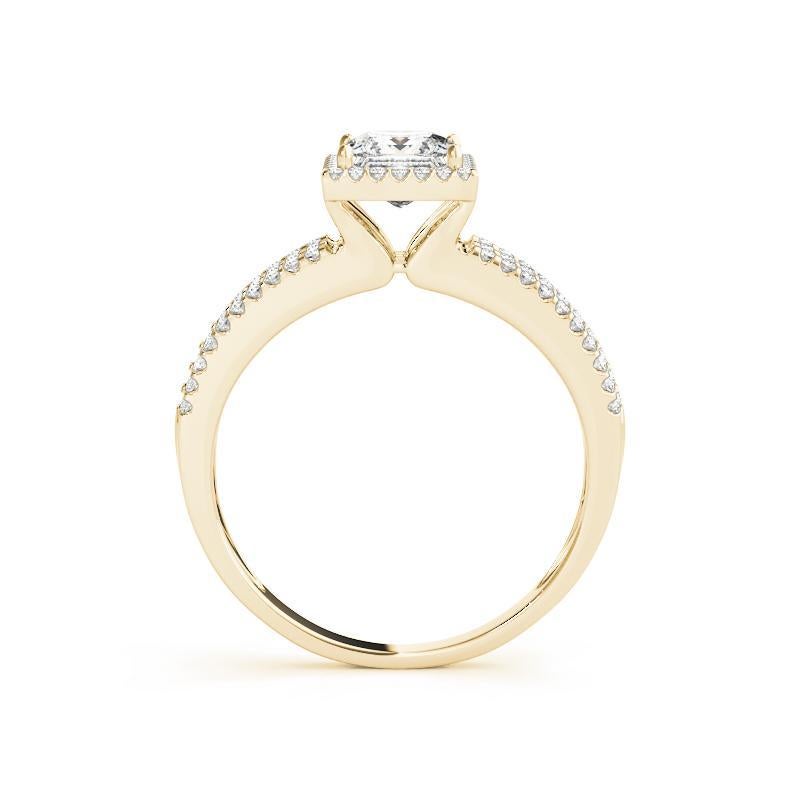 Taglio princess GIA Certified 0.7 Carat Princess Square Halo Multi-Band Diamond Ring in vendita