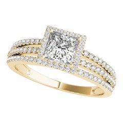 GIA Certified 0.7 Carat Princess Square Halo Multi-Band Diamond Ring