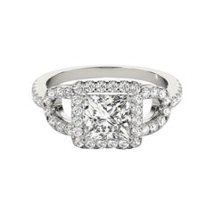 GIA Certified 0.7 Carat Princess Triple Halo Chain Link Platinum Diamond Ring