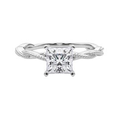 Anillo de diamantes con banda trenzada trenzada princesa de 0,7 quilates con certificado GIA