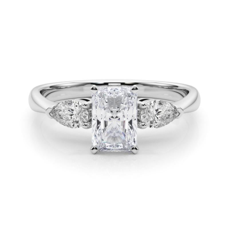 GIA Certified 0.7 Carat Radiant East-West Three-Stone Diamond Ring