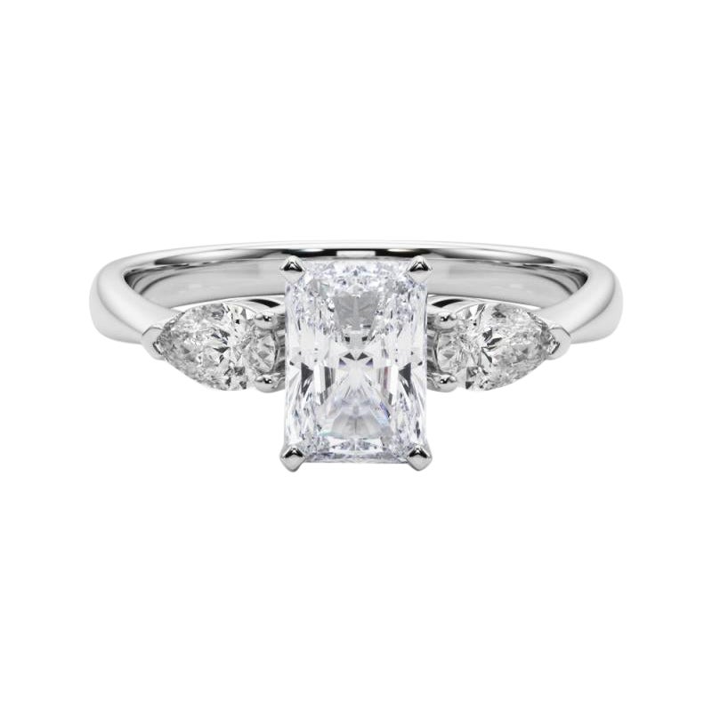 GIA Certified 0.7 Carat Radiant East-West Three-Stone Diamond Ring