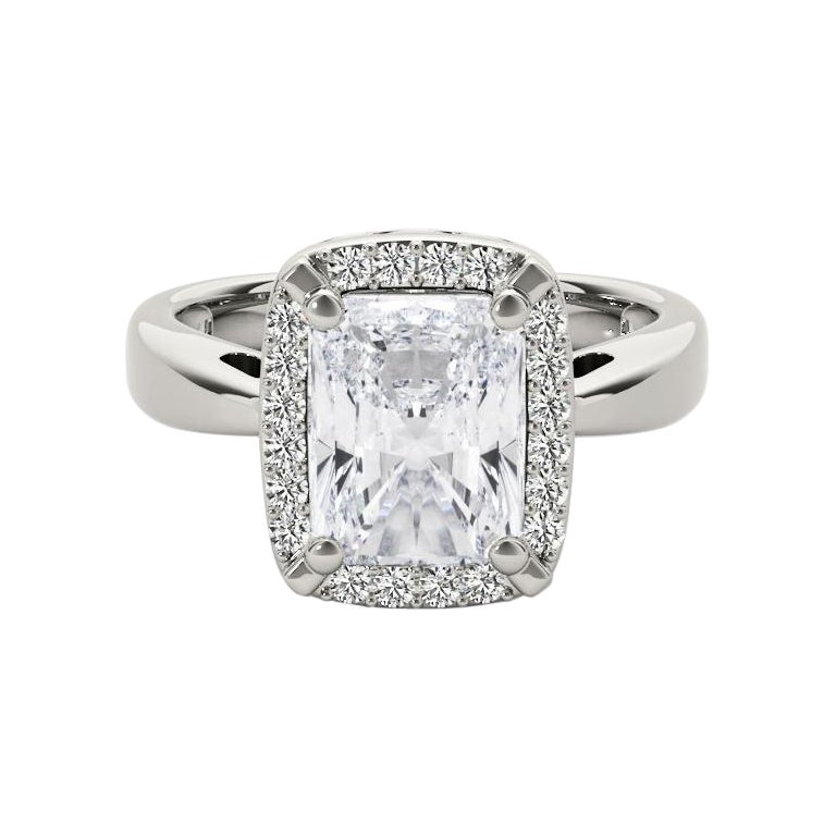 Certifié GIA 0.7 Carat Radiant Halo Antique  Bague en diamant