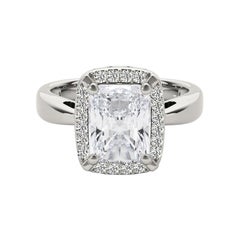 GIA Certified 0.7 Carat Radiant Halo Antique  Diamond Ring