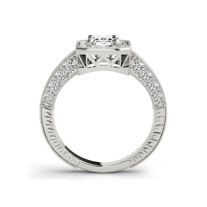 GIA Certified 0.7 Carat Radiant Halo Openwork Openwork Platinum Diamond Ring In condizioni Nuovo in vendita a New York, NY