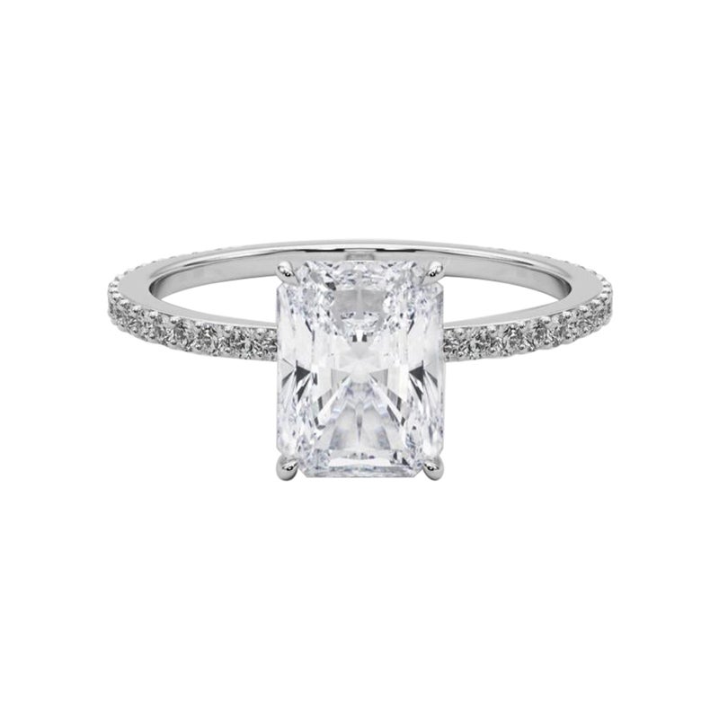 GIA zertifiziert 0.7 Karat strahlend versteckt Halo Pave Band Platin Diamantring