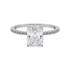 GIA zertifiziert 0.7 Karat strahlend versteckt Halo Pave Band Platin Diamantring