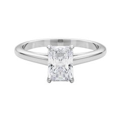 GIA Certified 0.7 Carat Radiant Solitaire Cathedral Platinum Diamond Ring