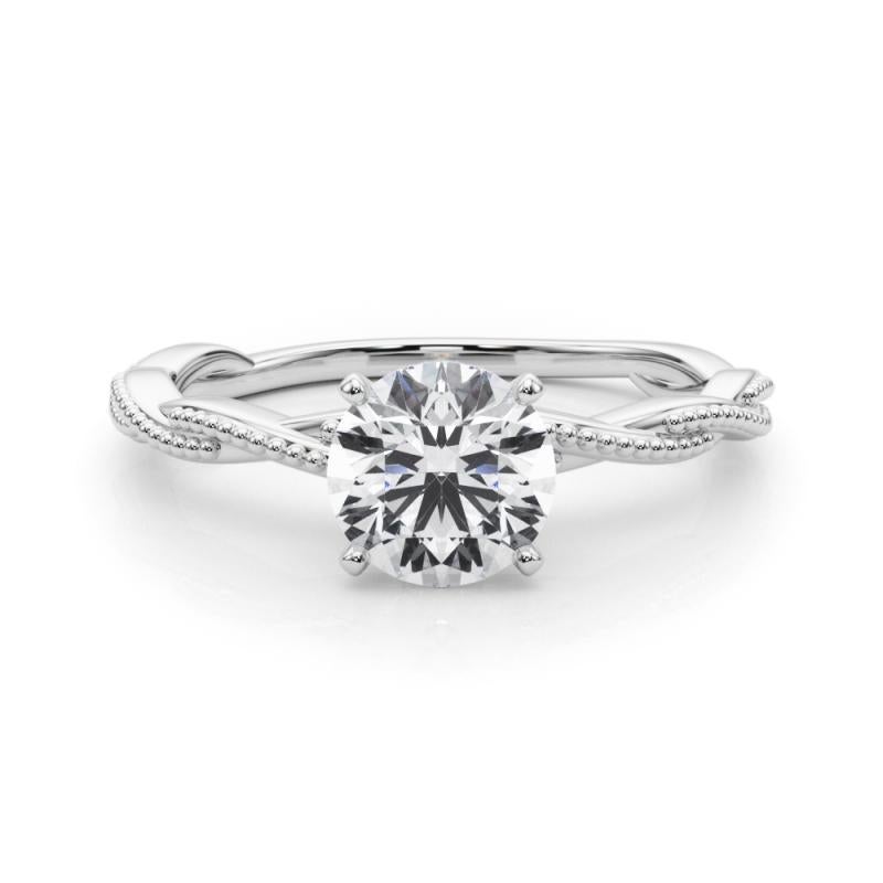 Anillo de diamantes en platino con banda trenzada redonda de 0,7 quilates con certificado GIA Corte redondo en venta