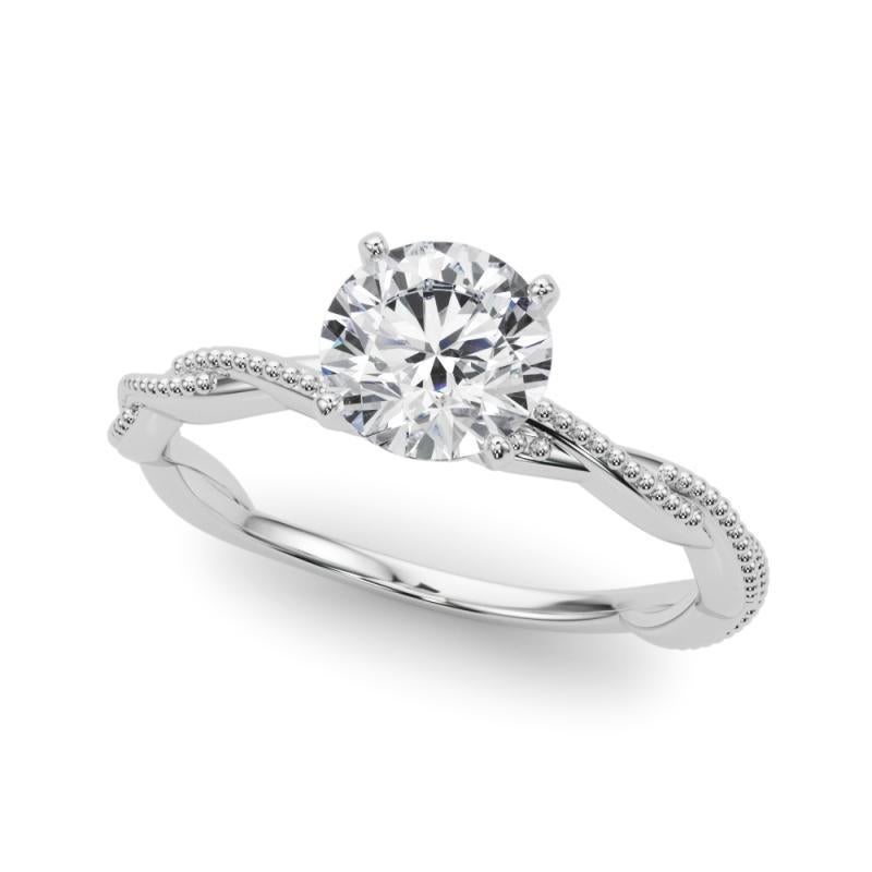 De las mujeres Anillo de diamantes en platino con banda trenzada redonda de 0,7 quilates con certificado GIA en venta