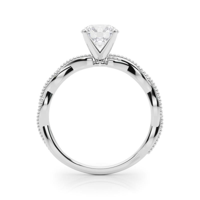 Anillo de diamantes en platino con banda trenzada redonda de 0,7 quilates con certificado GIA en venta 1
