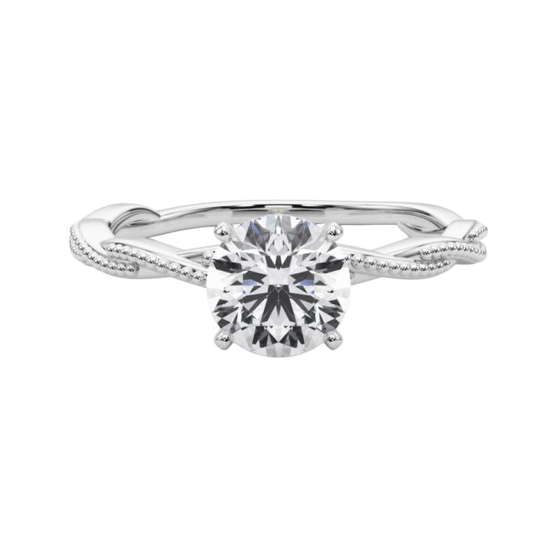 Anillo de diamantes en platino con banda trenzada redonda de 0,7 quilates con certificado GIA