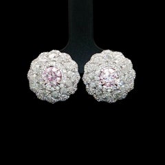 Boucle d'oreille certifiée GIA 0.70 / 0.70 carat Faint Pink Diamond SI2 / SI1 Clarity