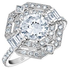 GIA Certified 0.70 Carat Diamond White Gold 18K Art Déco Ring