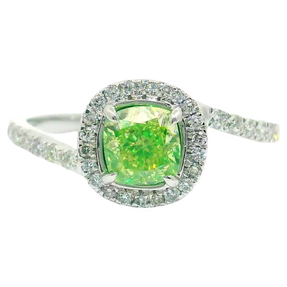 Bague en diamant certifié GIA 0,70 carat Fancy Green Yellow SI1 Clarity