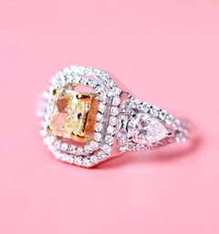 GIA Certified 0.70 Carat Fancy Light Brownish Yellow Diamond 18K Gold Ring