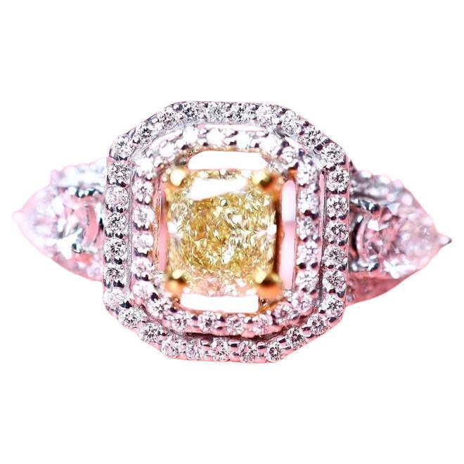GIA Certified 0.70 Carat Fancy Light Brownish Yellow Diamond 18K Gold Ring For Sale