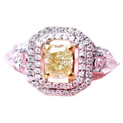GIA Certified 0.70 Carat Fancy Light Brownish Yellow Diamond 18K Gold Ring