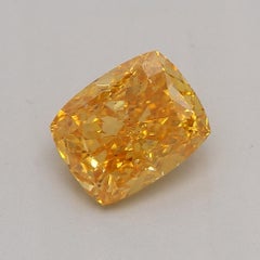 GIA Certified 0.70 Carat Fancy Vivid Orange Yellow SI2 Clarity Diamond